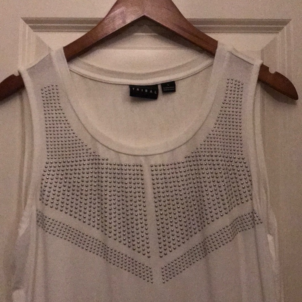 White studded tank